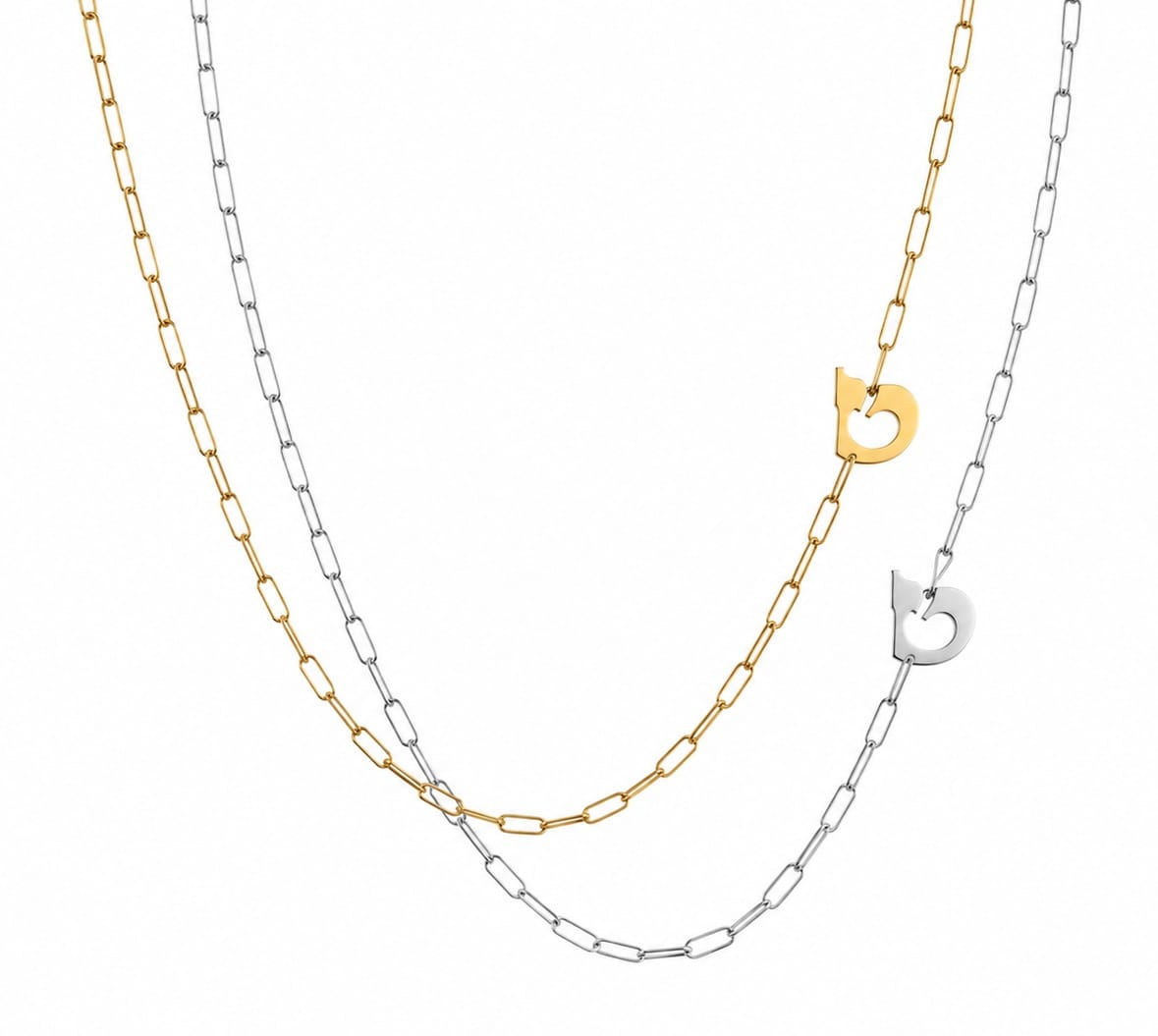 Miriam Merenfeld Jewelry Necklaces Hebrew Side Initial Paperclip Necklace by Miriam Merenfeld - (Sterling Silver, Gold-Plated or Two-Tone)