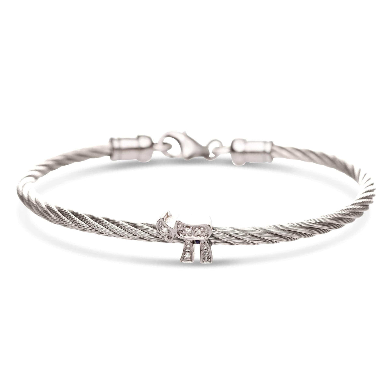 Alef Bet - Chai Diamond Stacking Cable Bracelet - Silver - ModernTribe