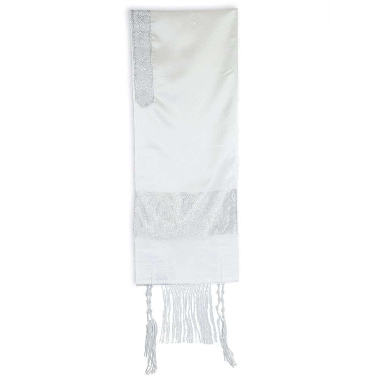Zion Tallis Tallises White and Silver Paisley Tallis