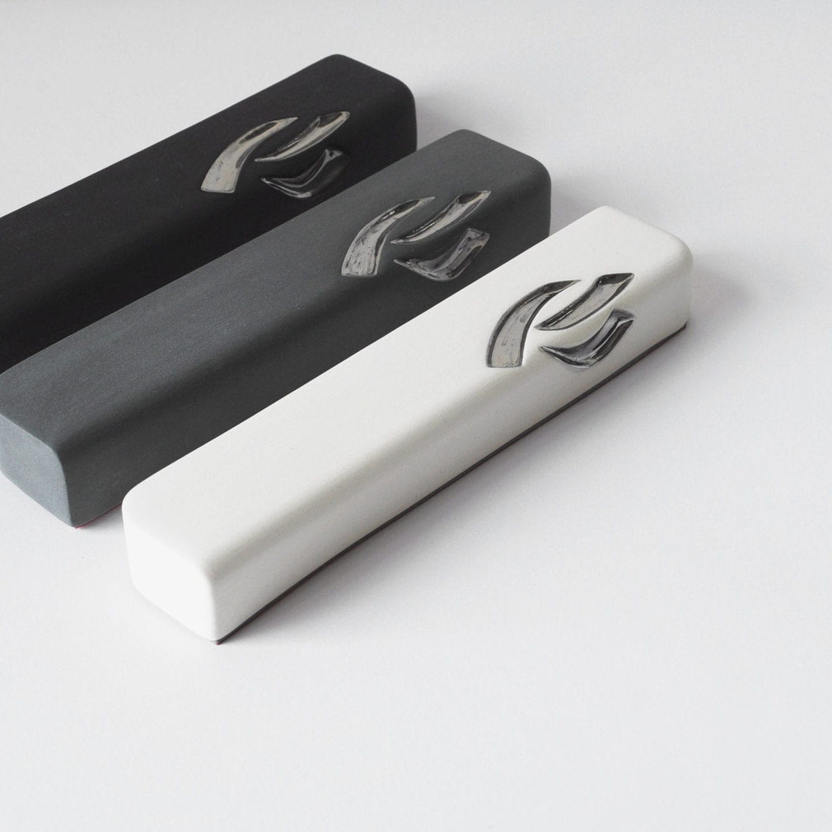 Yahalomis Mezuzahs Small Ceramic Mezuzah Case with Silver by Yahalomis - (Choice of Colors)
