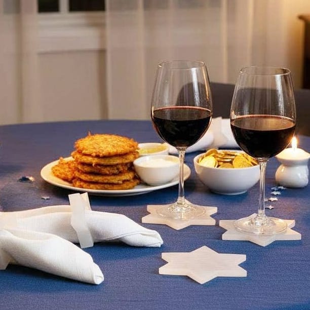 Kinor Decor Coasters Resin Snow Drift Star of David Coasters - Set of 4