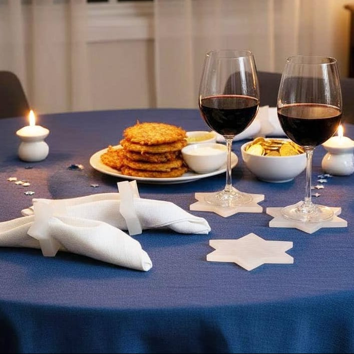 Kinor Decor Napkins Resin Snow Drift Star of David Napkin Rings - Set of 4
