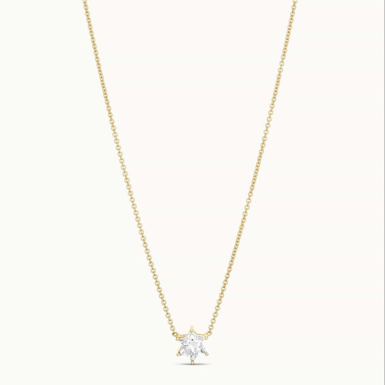 Solitaire Star of David Diamond Necklace - 14k Gold