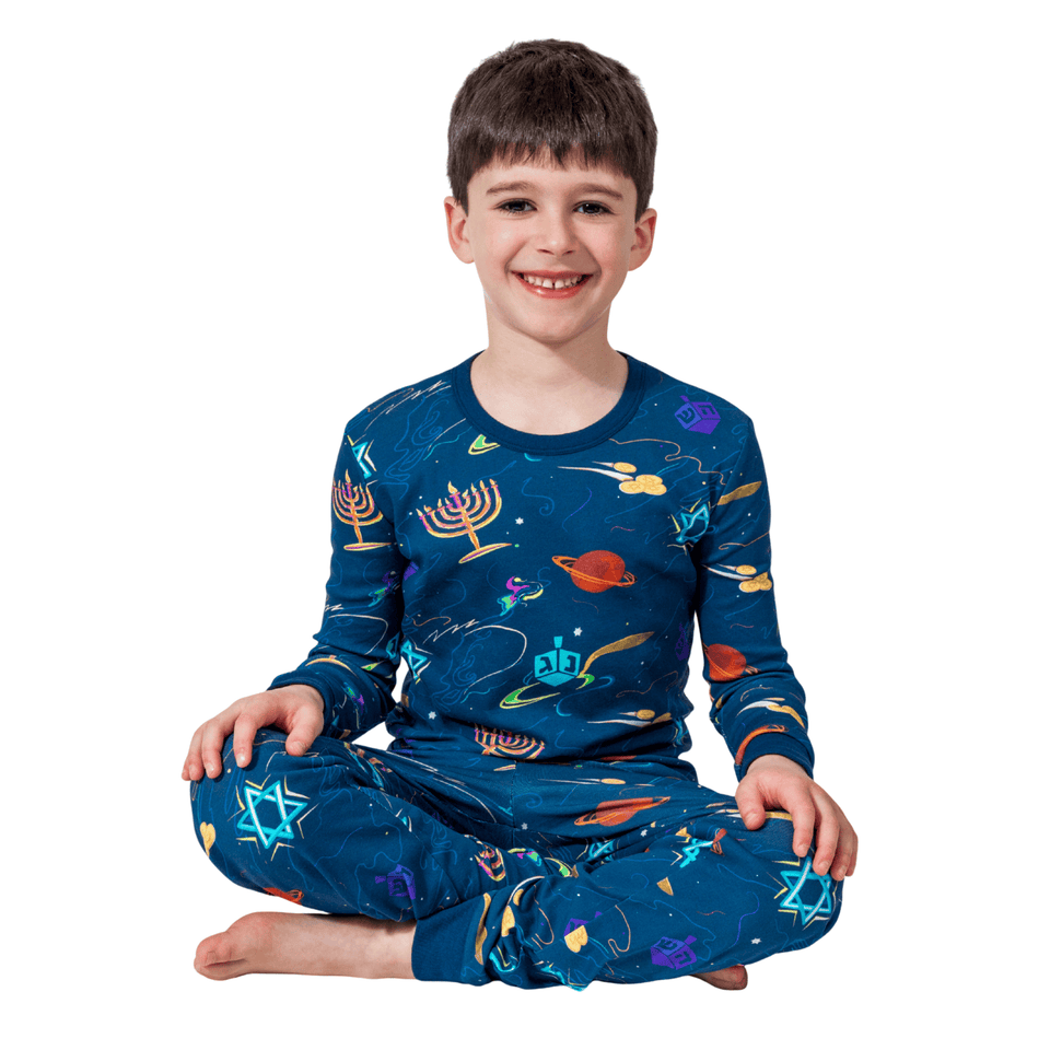 Midrash Manicures Pajamas Kids Hanukkah Space Pajamas - (Unisex Sizes 2T - 14)