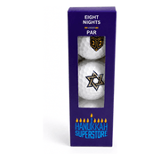 Purple Hanukkah Superstore golf ball sleeve reading Eight Nights Under Par