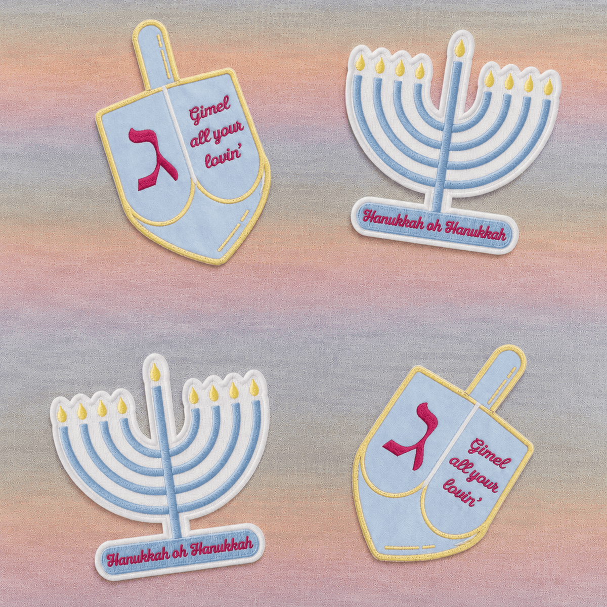 The Nosh Table Coasters Dreidel & Menorah Hanukkah Cocktail Napkins/Coasters - Set of 4