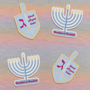The Nosh Table Coasters Dreidel & Menorah Hanukkah Cocktail Napkins/Coasters - Set of 4