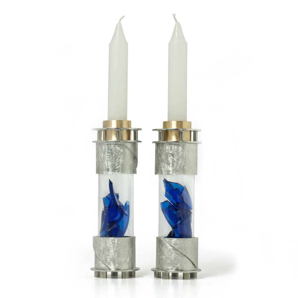 Round Wedding Shards Shabbat Candle Holders by Joy Stember - Sanded