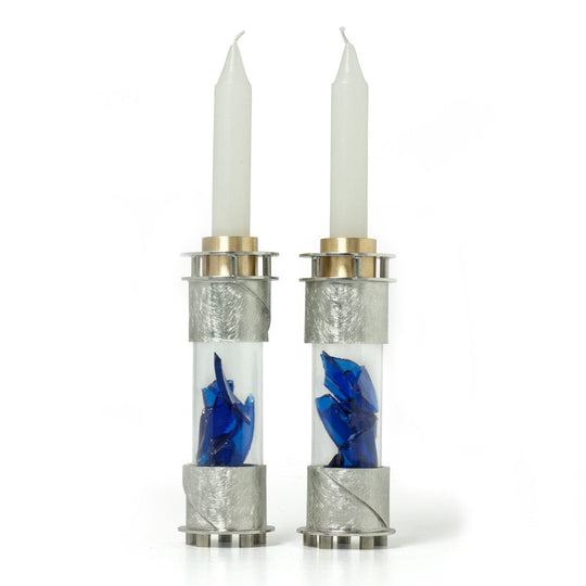 Round Wedding Shards Shabbat Candle Holders by Joy Stember