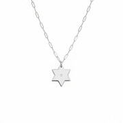 Miriam Merenfeld Jewelry - Liz Star of David with Diamond Paperclip Necklace by Miriam Merenfeld - (Gold - Plated or Sterling Silver) - ModernTribe