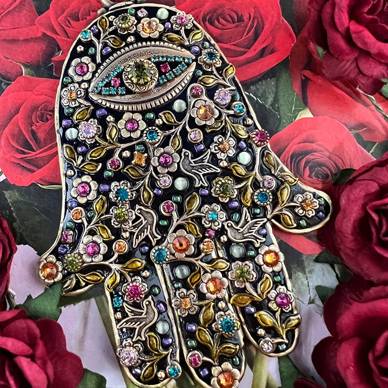 Michal Golan - Swarovski Crystals Midnight Garden Wall Hamsa by Michal Golan - ModernTribe