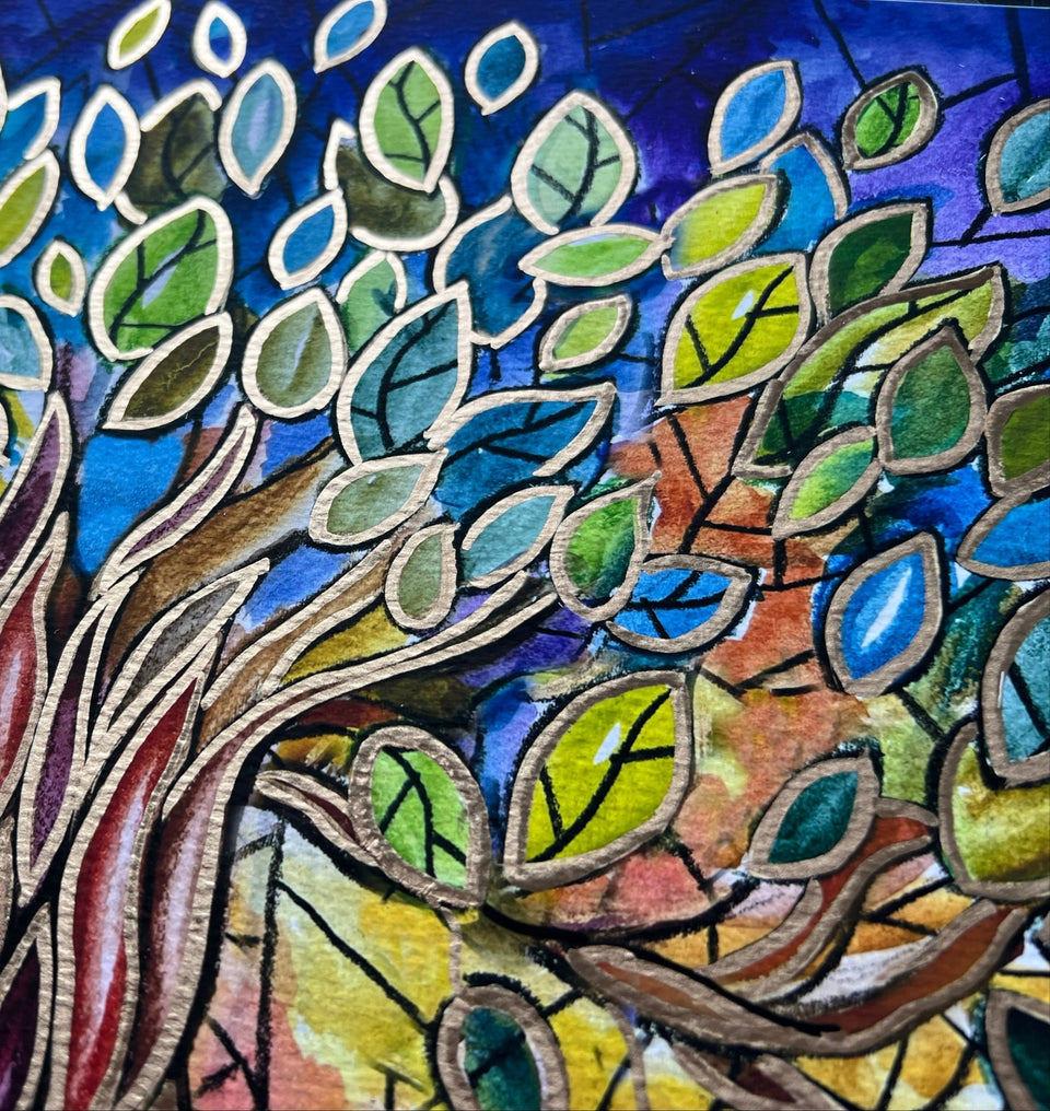 Anna Abramzon Studio - Stained Glass Style Personalized Tree of Life Blessing for the Home by Anna Abramzon - ModernTribe
