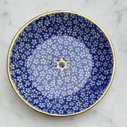 Nina Keramik Ring Bowls Handmade Star of David Trinket Dish with Blue Flowers and 22k Gold by Nina Keramik