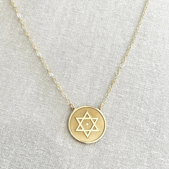 Dalit Star of David Diamond Necklace by Miriam Merenfeld - (Gold-Plated or Sterling Silver)