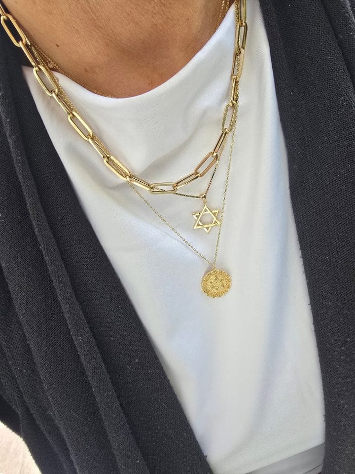 Alef Bet - Engraved Star of David Necklace - 14k Gold - ModernTribe