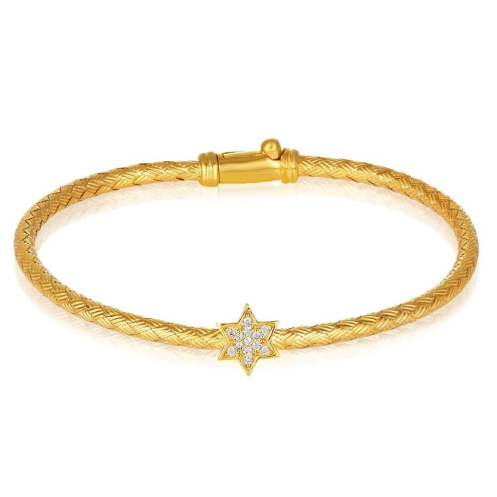 Sparkling Star of David Bangle Bracelet - (Sterling Silver or Gold)