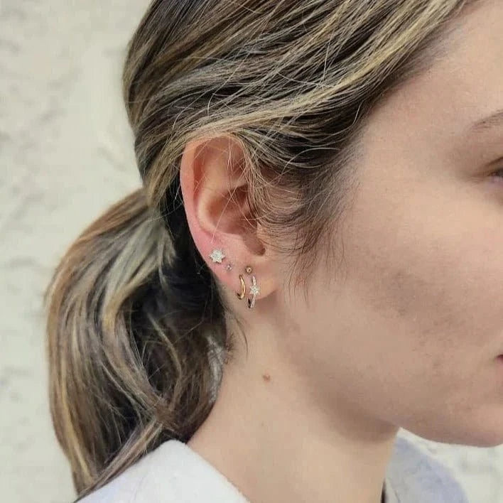 Alef Bet Earrings Diamond Star of David Earrings - 14k Yellow, White or Rose Gold