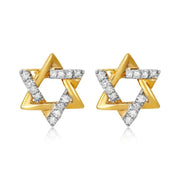 Alef Bet Earrings Diamond Star Earrings in 14k Gold