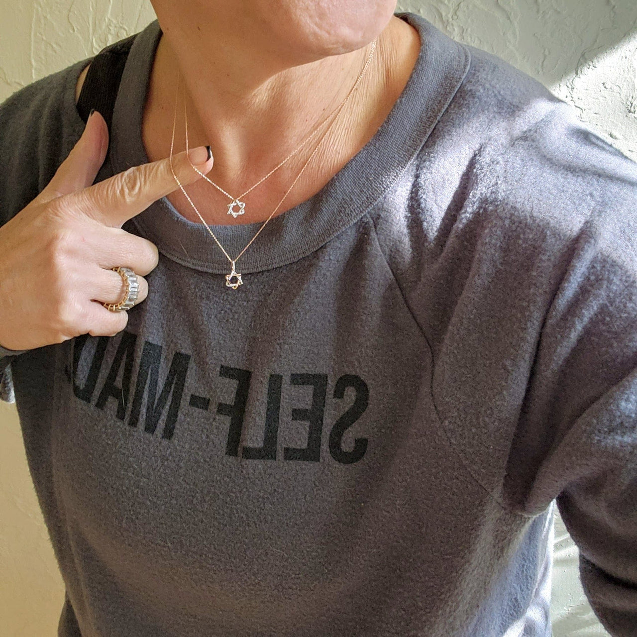 Alef Bet - Curvy Star of David Necklace - 14k White Gold - ModernTribe