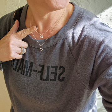 Alef Bet Necklaces Jewish Star Necklace in 14K Gold
