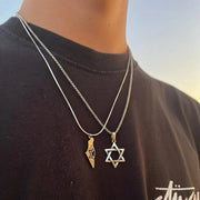 Alef Bet Necklaces Sterling Silver Masculine Star of David Necklace