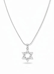 Alef Bet Necklaces Sterling Silver Masculine Star of David Necklace