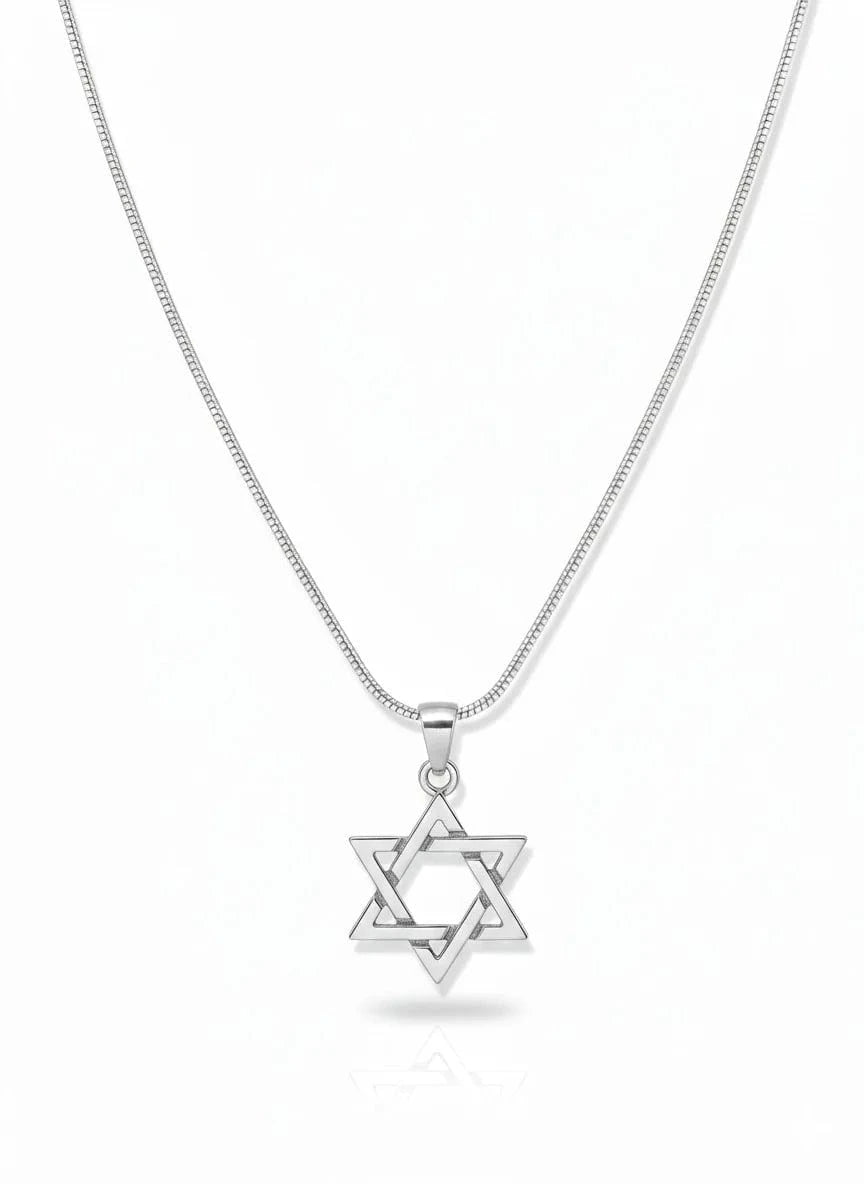 Alef Bet Necklaces Sterling Silver Masculine Star of David Necklace