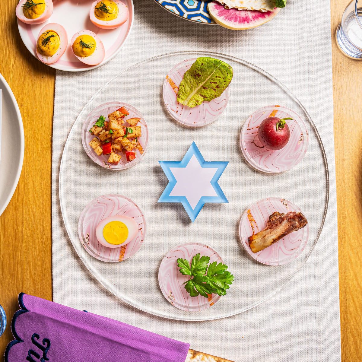 The Nosh Table Seder Plates Strawberry Swirl Seder Plate