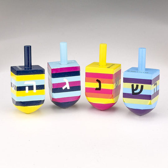Striped Multicolor Hand-Painted Dreidels