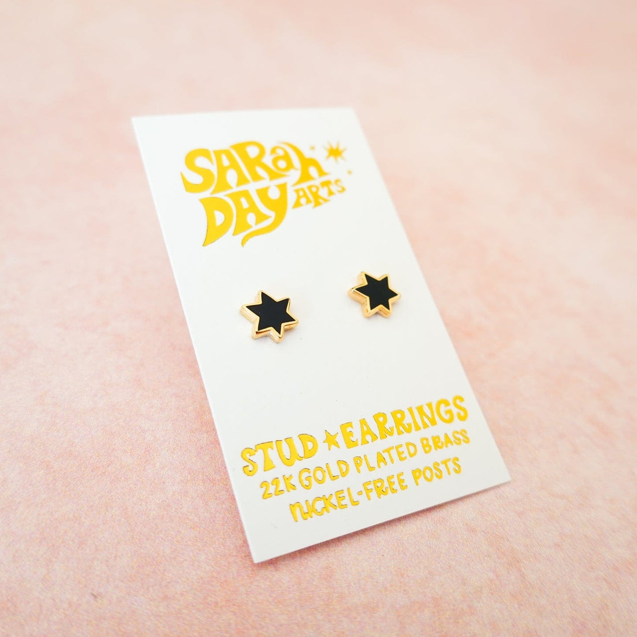 Sarah Day Arts Earrings Mini Magen David Stud Earrings - Black