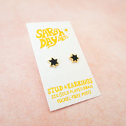 Sarah Day Arts Earrings Mini Magen David Stud Earrings - Black