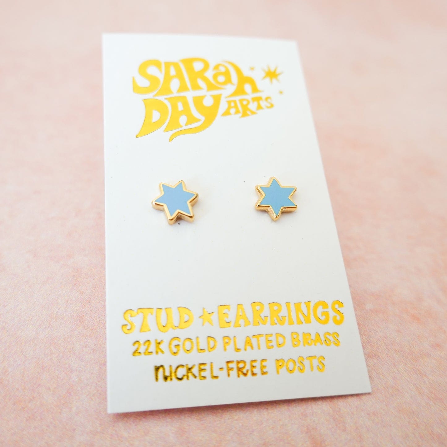 Sarah Day Arts Earrings Mini Magen David Stud Earrings - Sky Blue