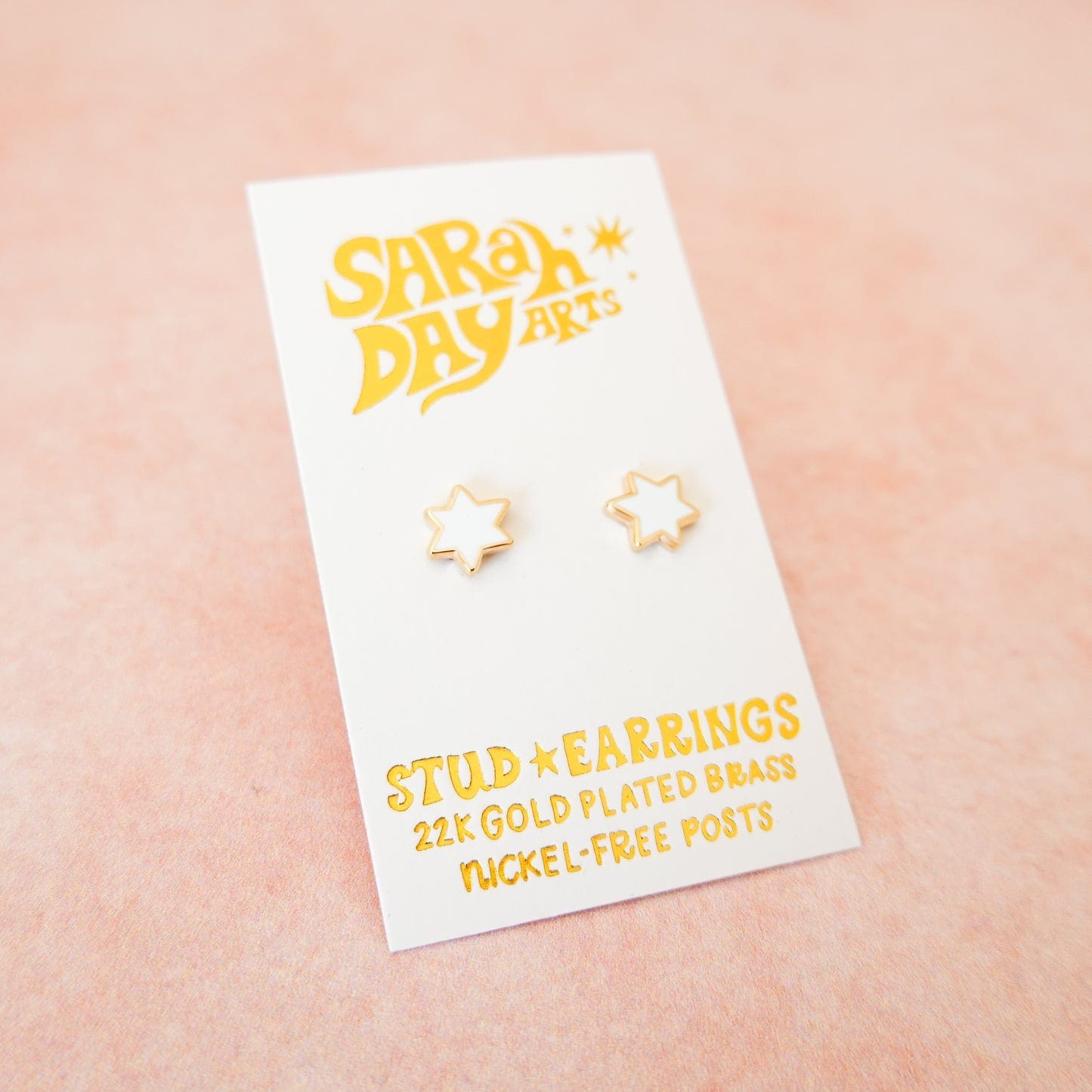 Sarah Day Arts Earrings Mini Magen David Stud Earrings - White