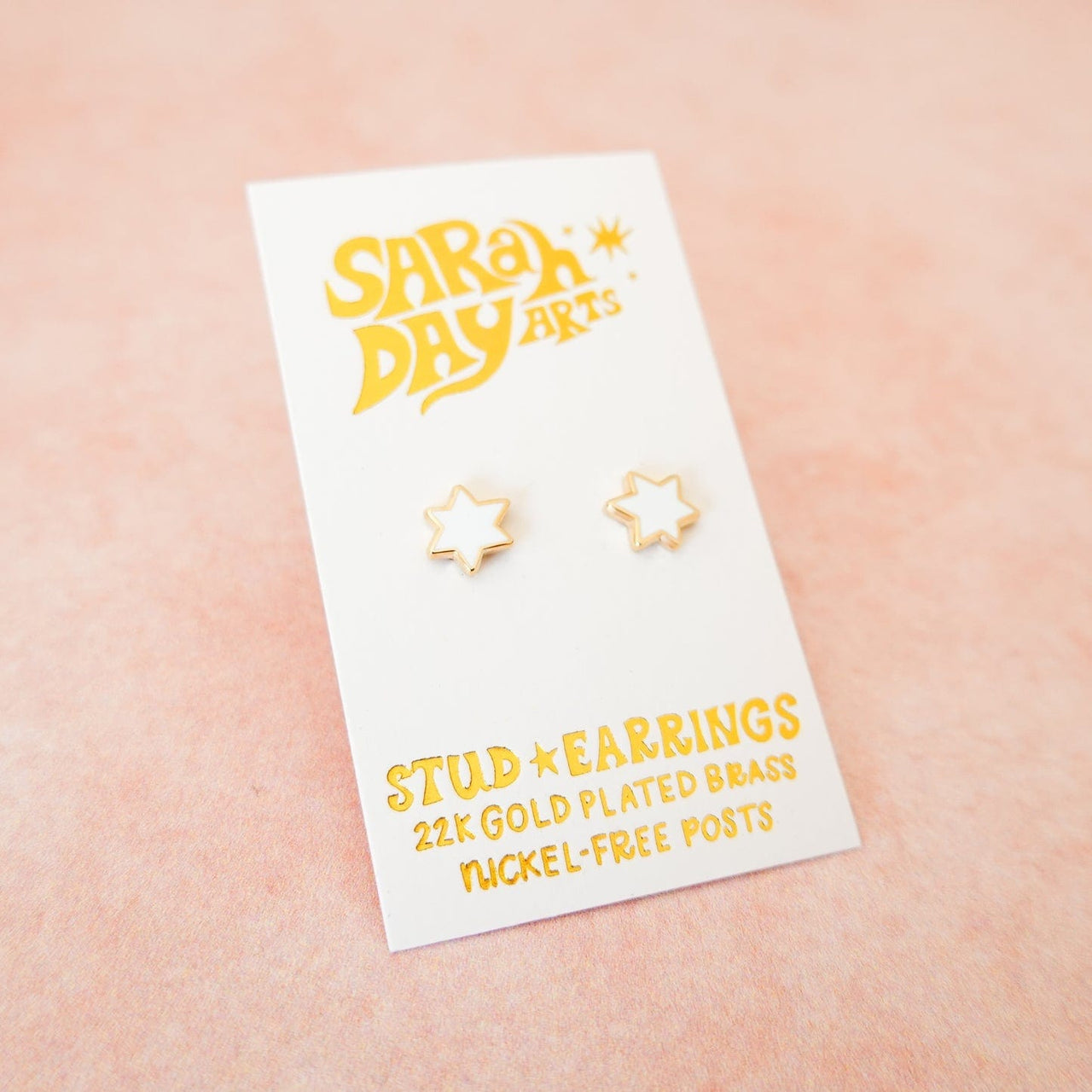 Sarah Day Arts - Mini Magen David Stud Earrings - White - ModernTribe