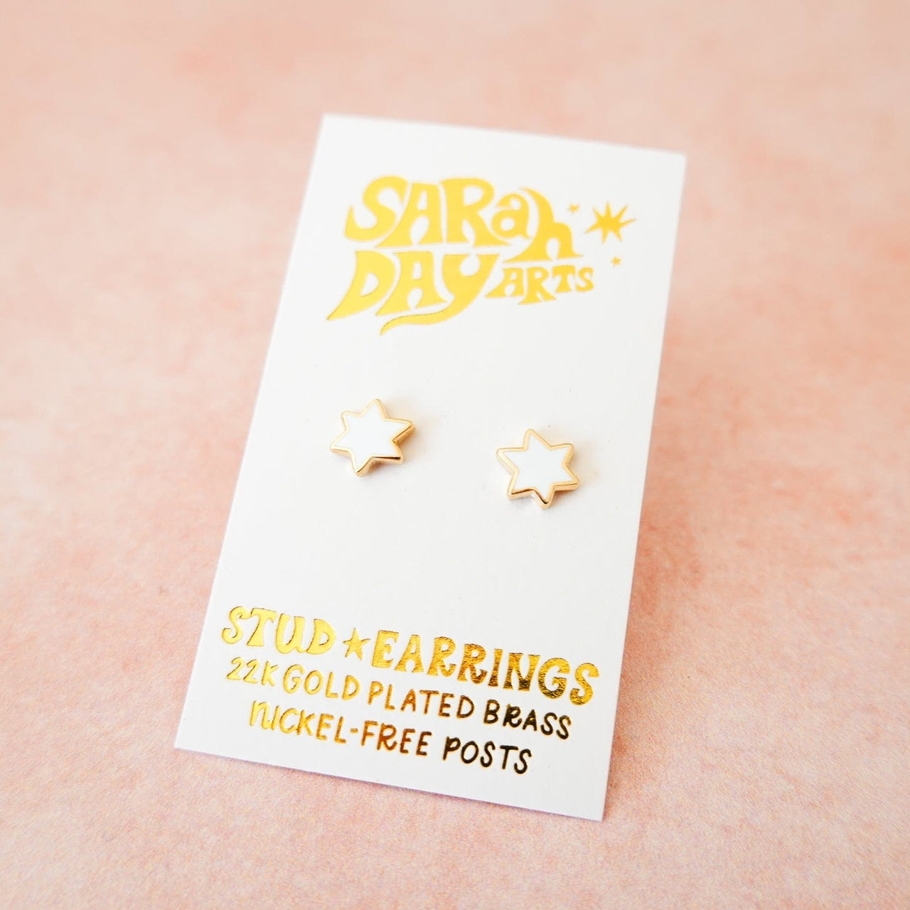 Sarah Day Arts - Mini Magen David Stud Earrings - White - ModernTribe