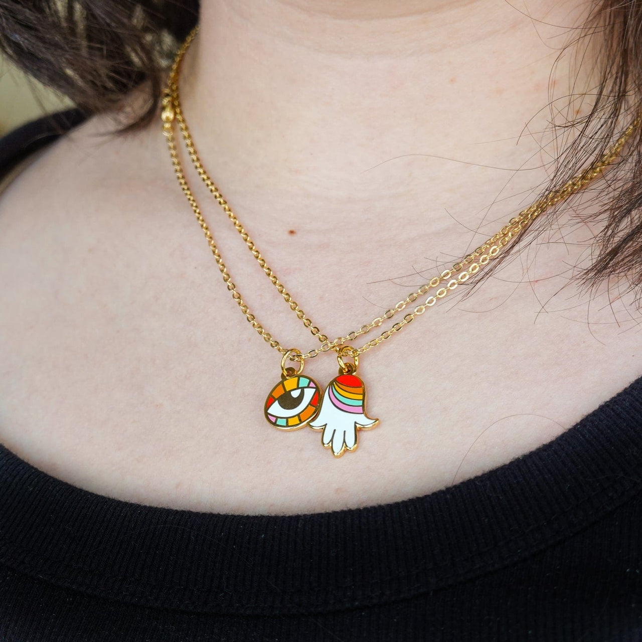 Sarah Day Arts - Rainbow Hamsa Necklace - ModernTribe