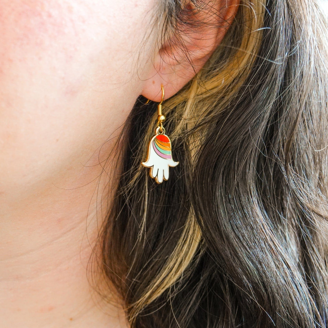Sarah Day Arts - Rainbow Hamsa Earrings - ModernTribe