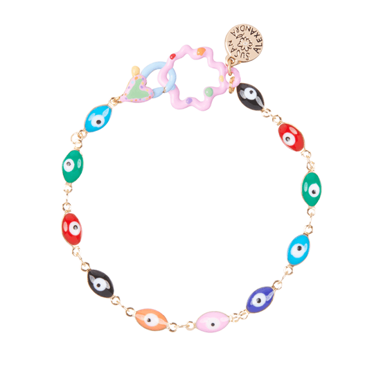 Rainbow and Gold Evil Eye Malak Bracelet by Susan Alexandra
