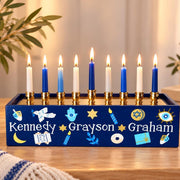 Lea Joelle Handmade Menorahs Personalized Hanukkah Symbols Menorah - Navy Blue