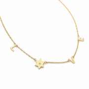 Miriam Merenfeld Jewelry Necklaces Taly Love and Star of David Diamond Necklace by Miriam Merenfeld - (Gold-Plated or Sterling Silver)