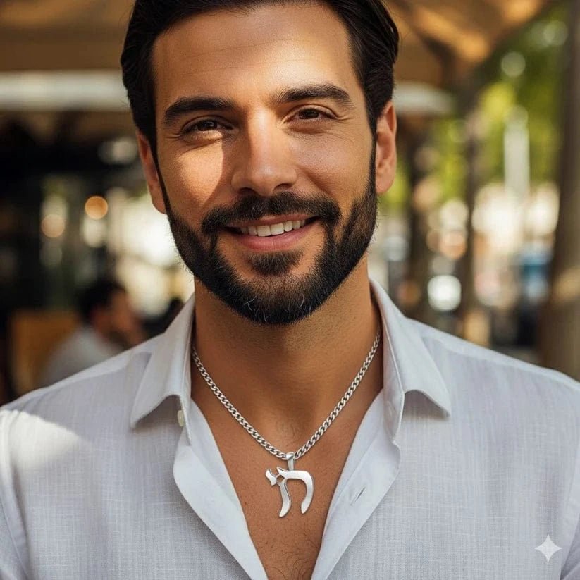 Alef Bet - Chai Sterling Silver Bold Necklace for Men - ModernTribe