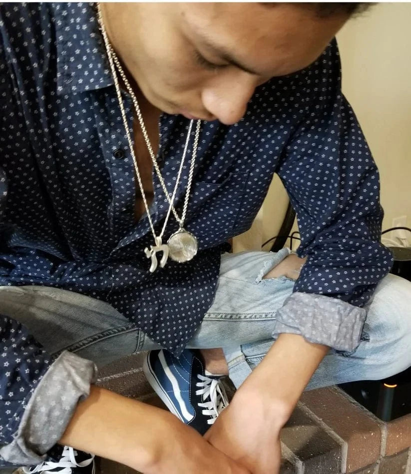 Alef Bet Necklaces L’Chaim Sterling Silver Chai Necklace for Men