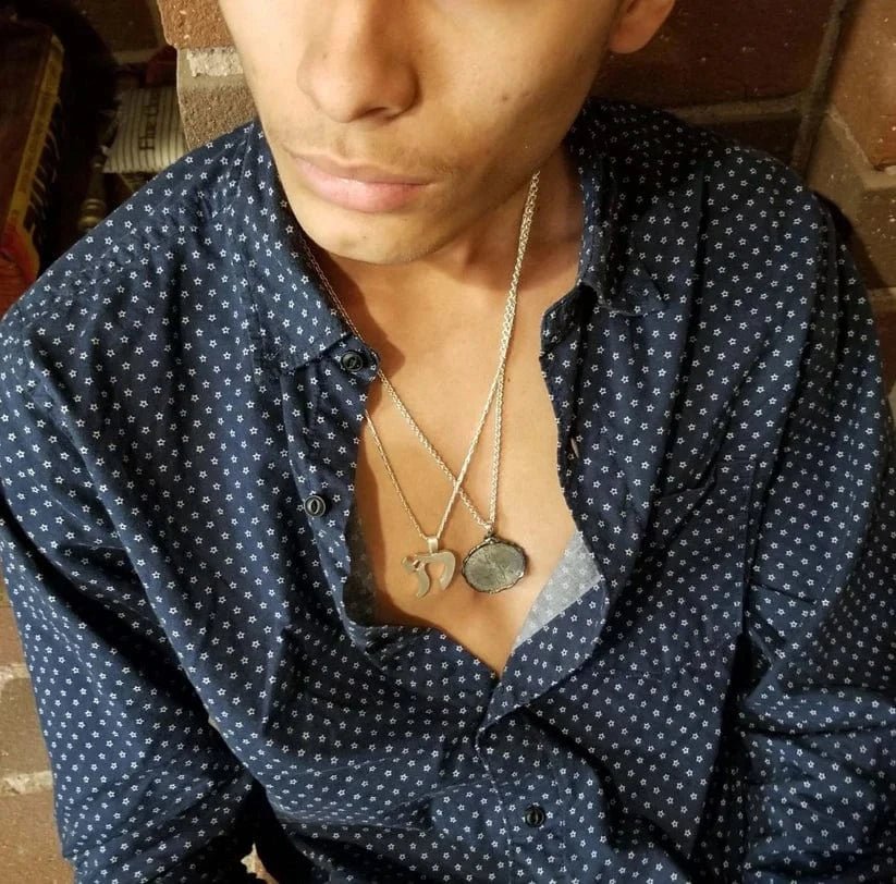 Alef Bet - L’Chaim Sterling Silver Large Chai Necklace for Men - ModernTribe