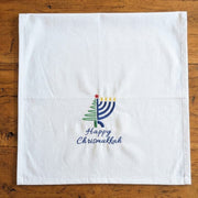 Three Generations Tea Towels Embroidered Happy Chrismukkah Flour Sack Tea Towel - White