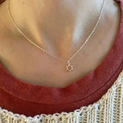 Tiny Sterling Silver Star of David Necklace - 18 Inch