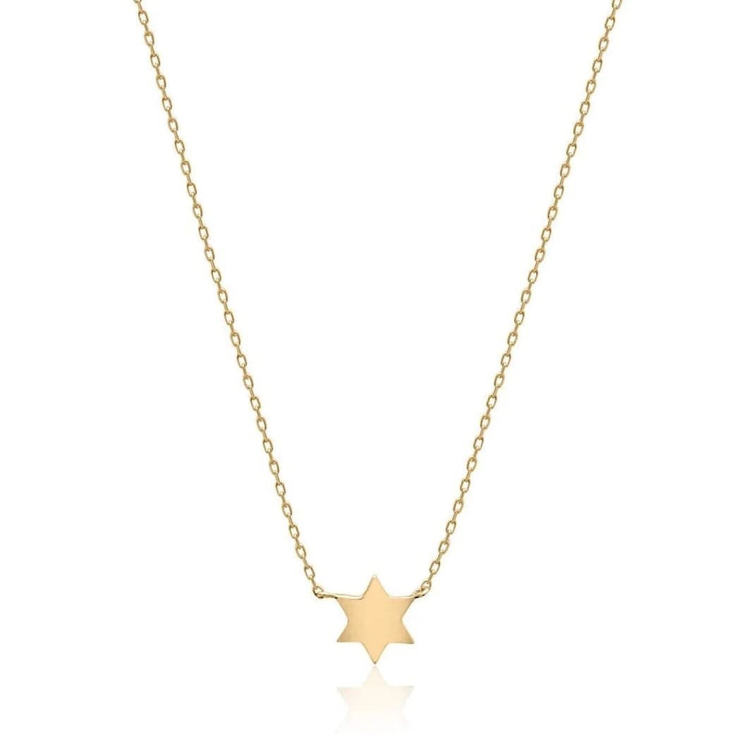 Alef Bet Necklaces Solid Gold Petite Jewish Star Necklace - Gold, White Gold or Rose Gold