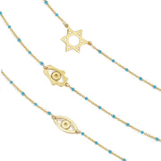 Miriam Merenfeld Jewelry Necklaces Turquoise Mini Charm Necklace by Miriam Merenfeld - (Star of David, Hamsa, Evil Eye or Ladybug)