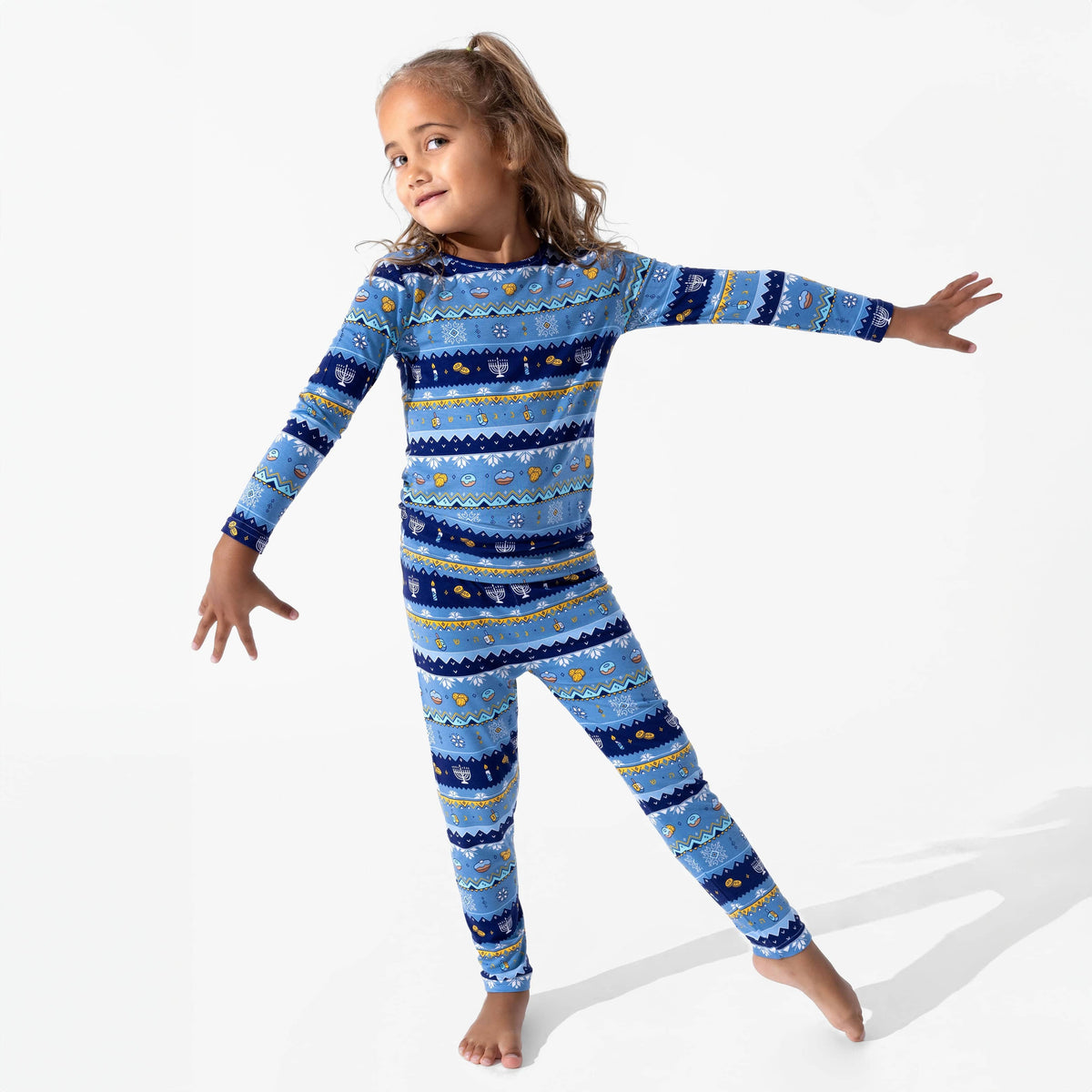 Bellabu Bear Pajamas Hanukkah Fair Isle Bamboo Kids Pajamas by Bellabu Bear - (Unisex Sizes 18M - 14)