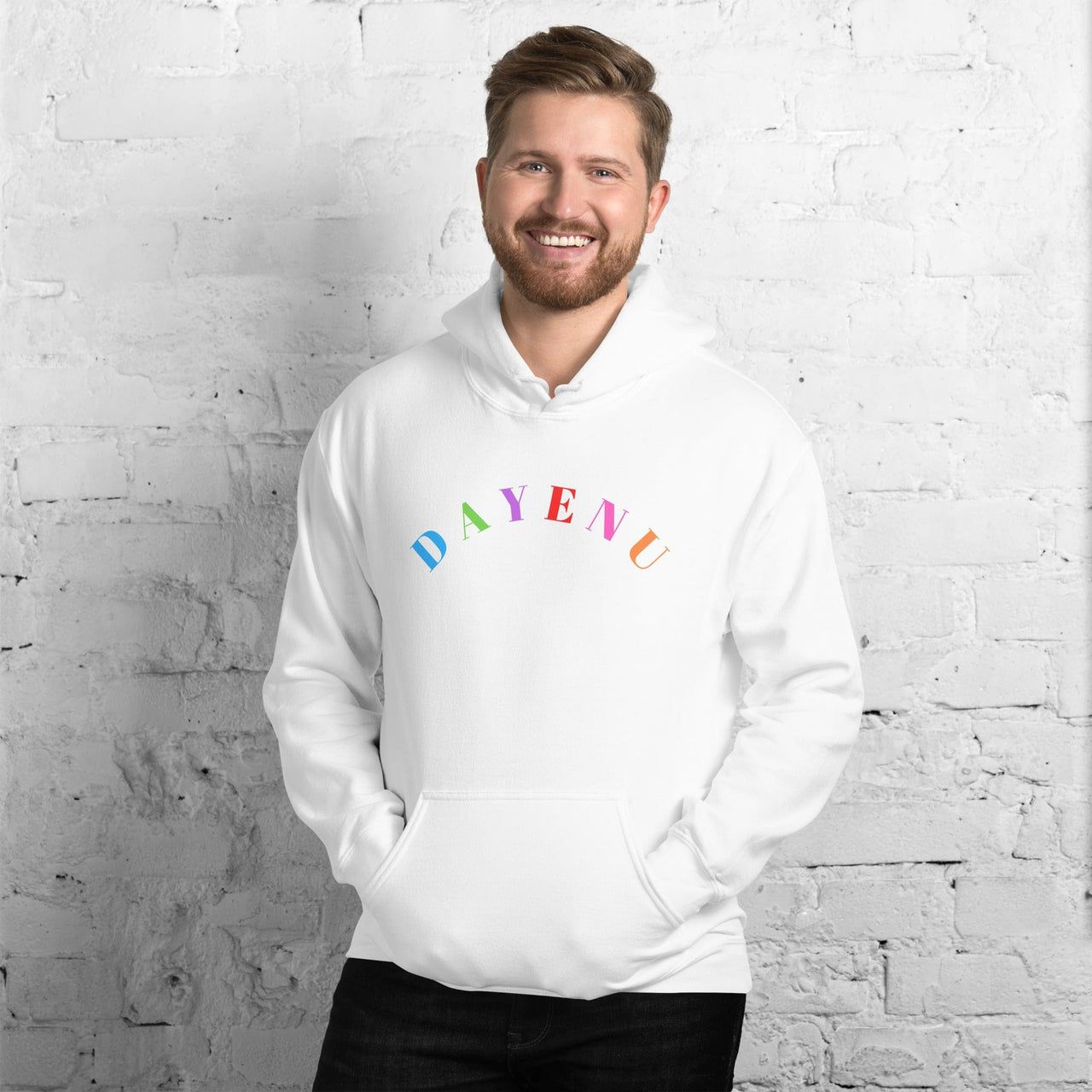 ModernTribe Apparel Sweatshirts Rainbow Dayenu Unisex Hoodie - (Choice of Color) - (Sizes S - 5XL)