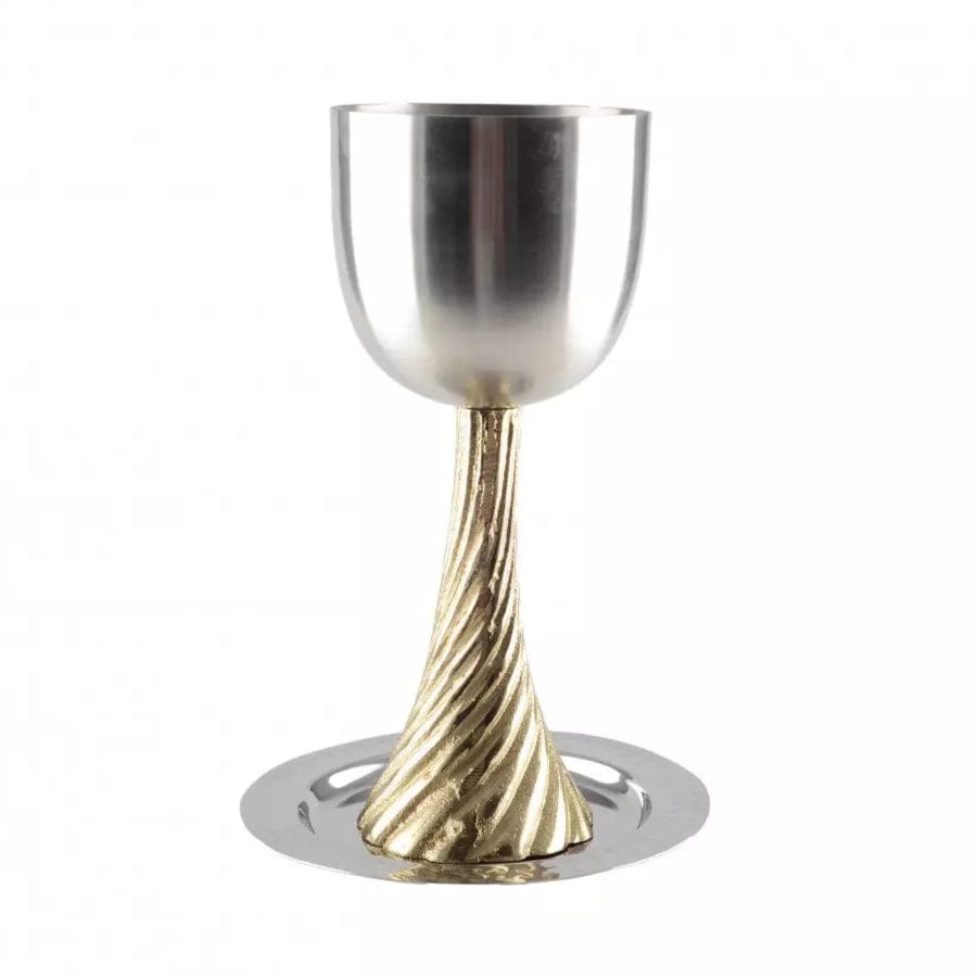 Aulica Kiddush Cups Gilded Foot Kiddush Cup and Saucer